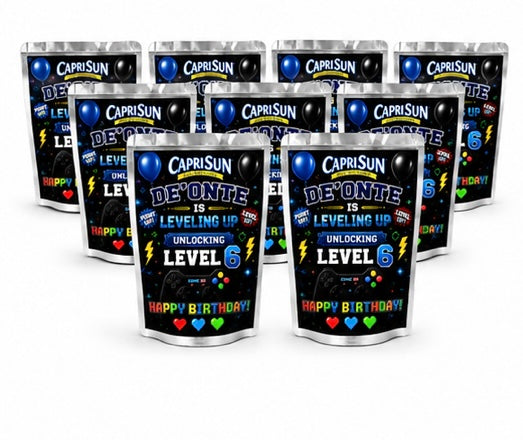 Personalized Gamer Capri Sun Labels | Custom Video Game Birthday Party Favors