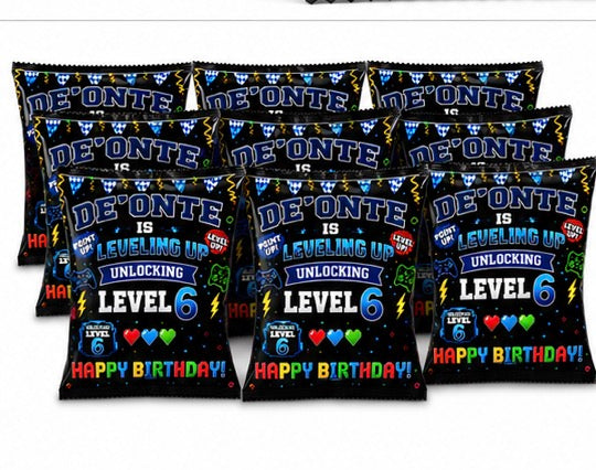 Personalized Gamer Chip Bags | Custom Video Game Birthday Party Favor Bags