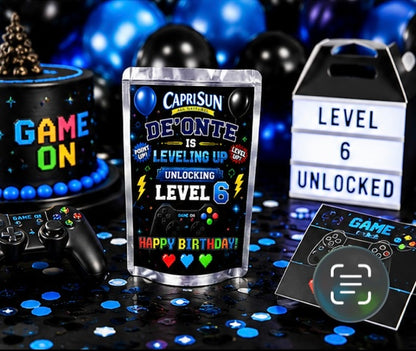 Personalized Gamer Capri Sun Labels | Custom Video Game Birthday Party Favors