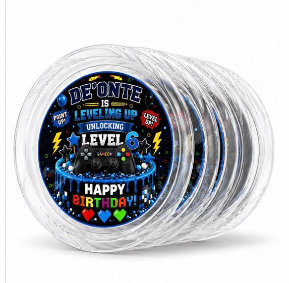 Personalized Gamer 7-Inch Dessert Plates | Custom Video Game Birthday Party Supplies