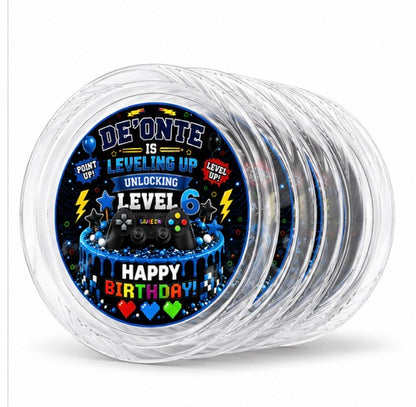 Personalized Gamer 7-Inch Dessert Plates | Custom Video Game Birthday Party Supplies