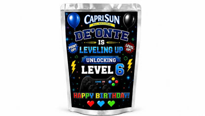 Personalized Gamer Capri Sun Labels | Custom Video Game Birthday Party Favors