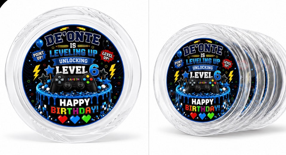 Personalized Gamer 7-Inch Dessert Plates | Custom Video Game Birthday Party Supplies