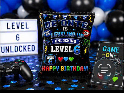 Personalized Gamer Chip Bags | Custom Video Game Birthday Party Favor Bags