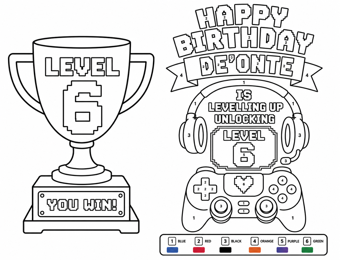 Personalized Gamer Coloring Book | Custom Video Game Birthday Party Activity Book