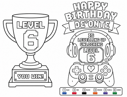 Personalized Gamer Coloring Book | Custom Video Game Birthday Party Activity Book