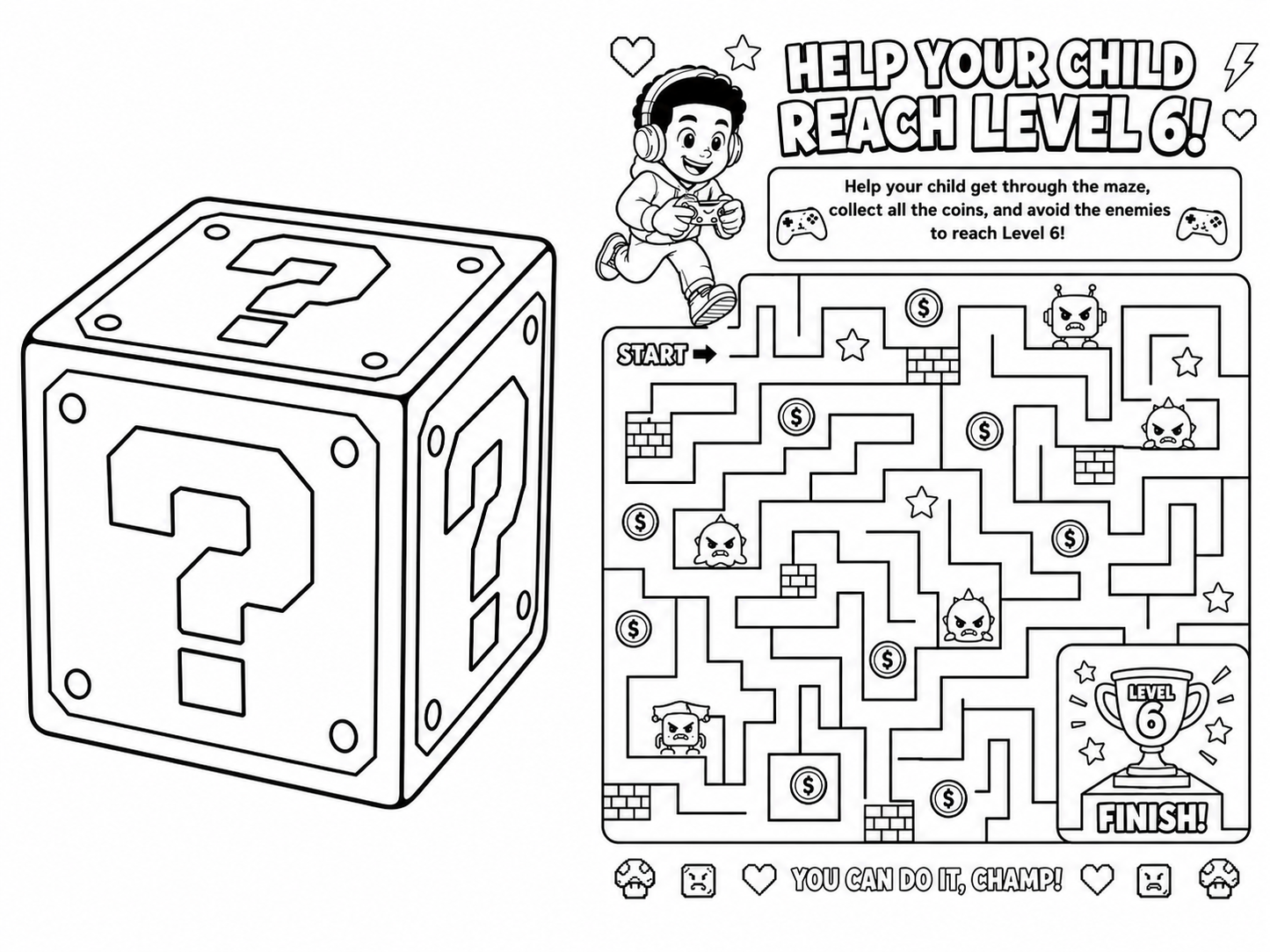 Personalized Gamer Coloring Book | Custom Video Game Birthday Party Activity Book