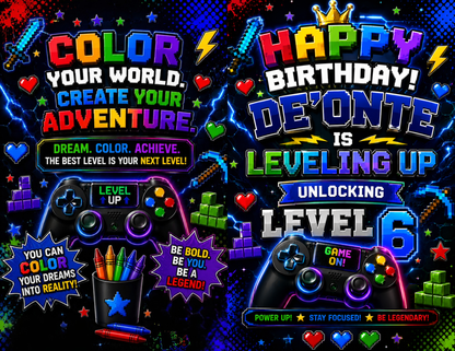 Personalized Gamer Coloring Book | Custom Video Game Birthday Party Activity Book